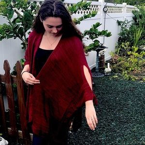 Mixit Maroon Knit Poncho One Size